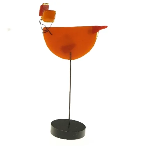 Dekorativ fugl i glas (str. 19 cm)