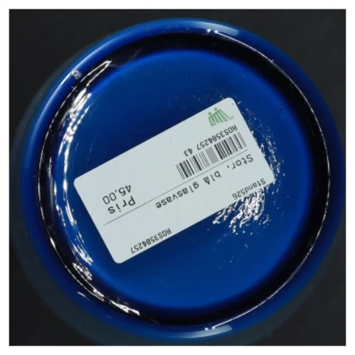 Blå glasvase (str. 26 x 15 cm)