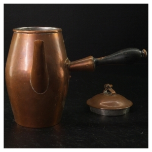 Kobberkande med træhåndtag (str. 20 x 16 cm)