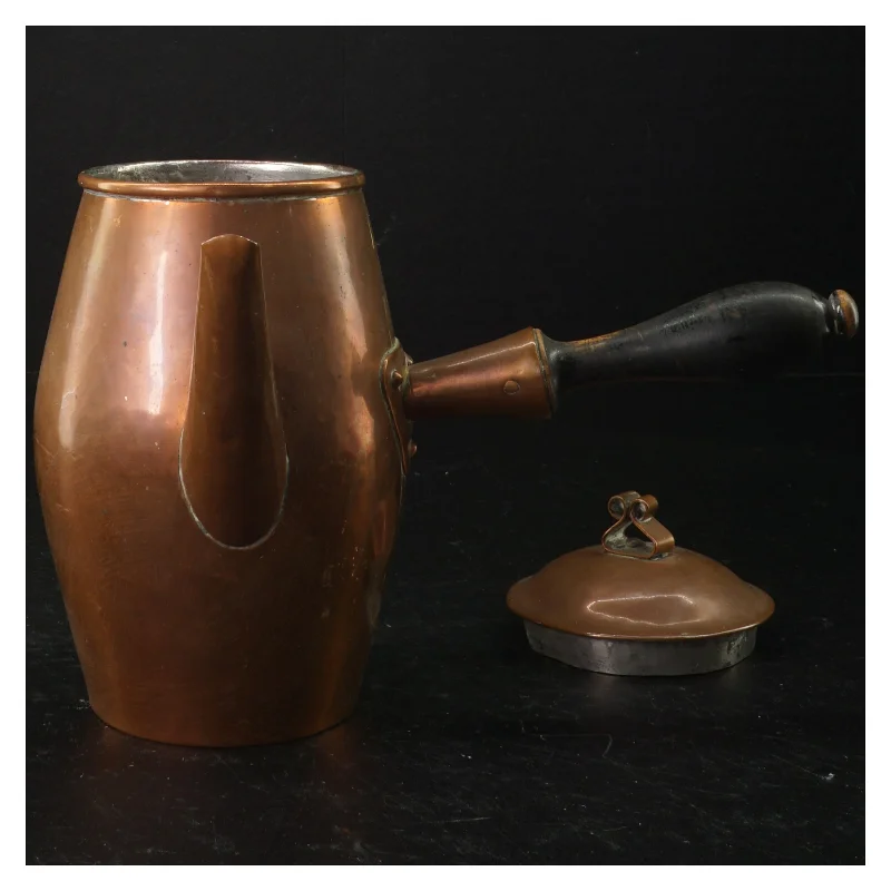 Kobberkande med træhåndtag (str. 20 x 16 cm)