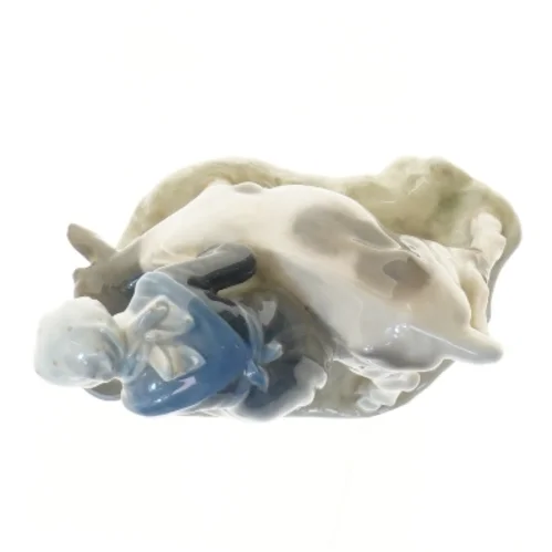 Porcelænsfigur af kvinde og kalv fra Royal Copenhagen (str. 16,5x16,5 cm)