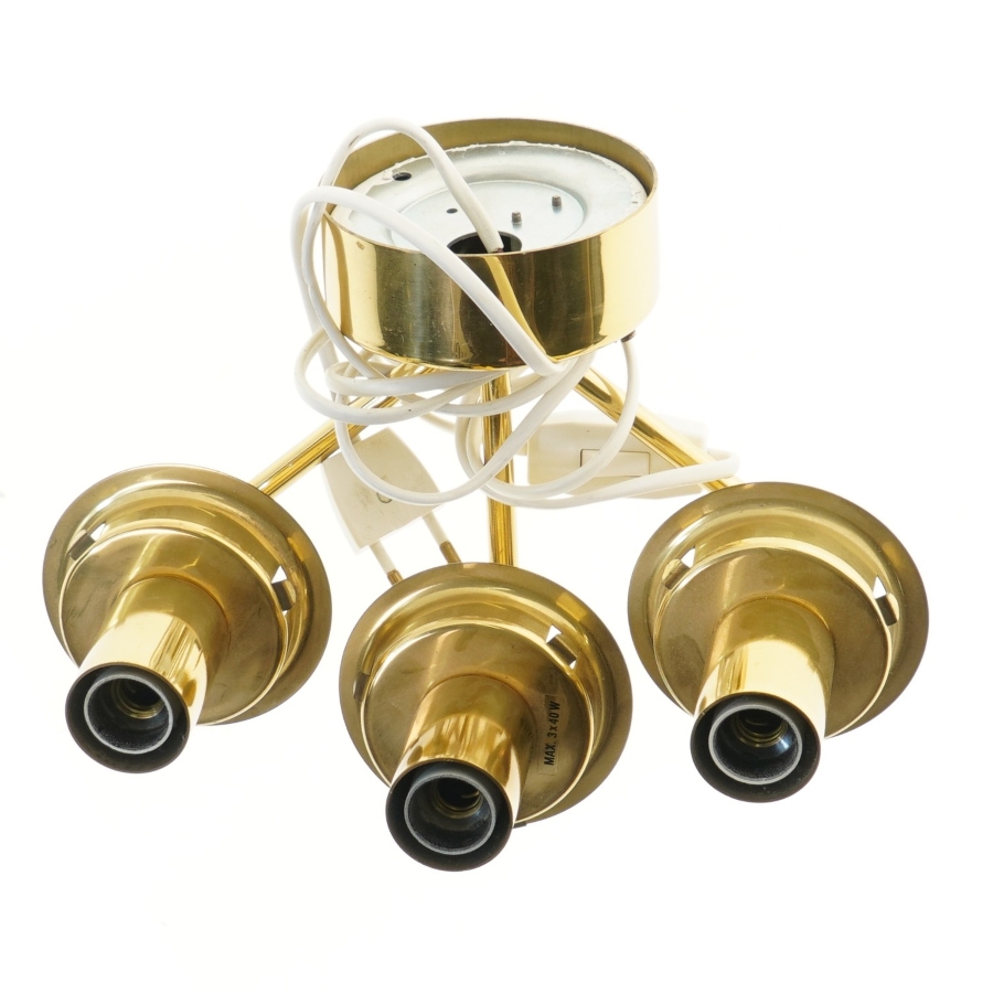 Guld væglampe med tre spots (str. 23 cm)