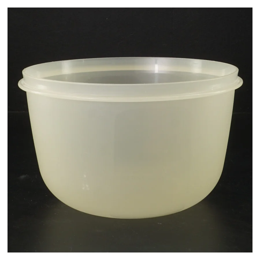 Rund plastbeholder med låg fra Tupperware (str. Ø 20 cm, 14 cm)