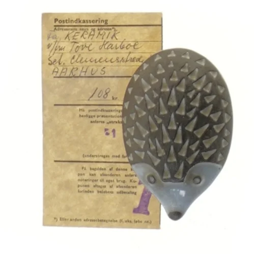 Keramik pindsvine figur, KeramikerTove Harboe (str. 9 cm)