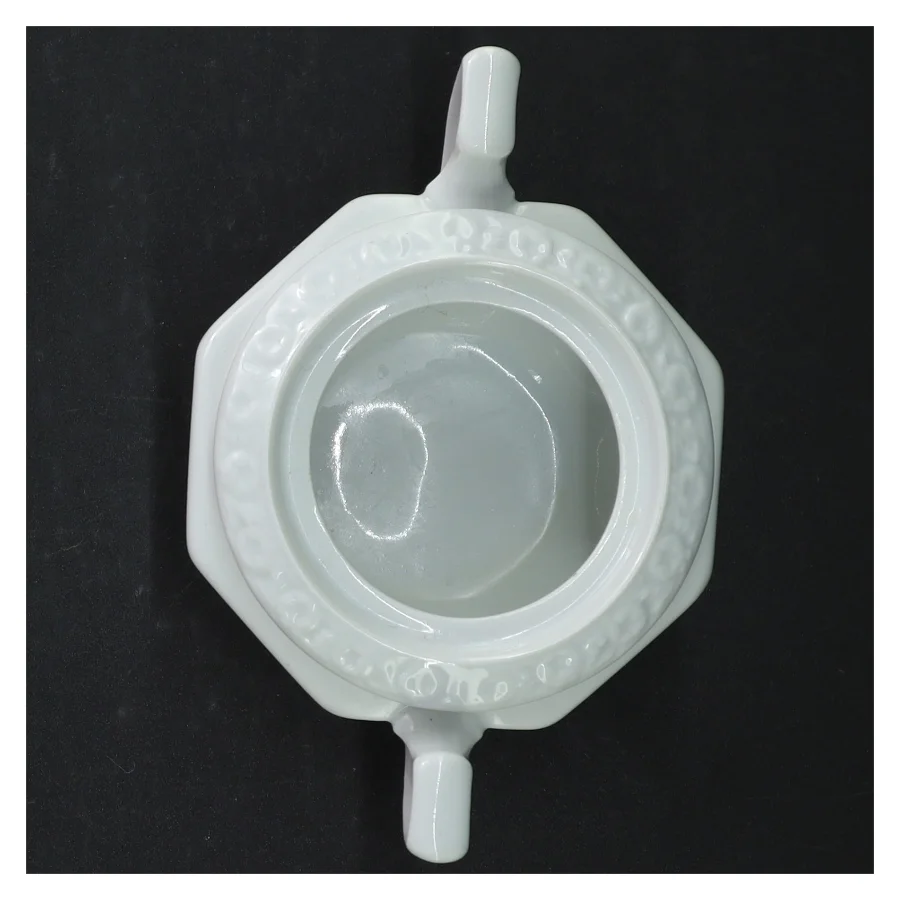 Sukkerskål med låg og blomstermotiv fra Rosenthal (str. H. 10,5 cm. b. 16 cm)