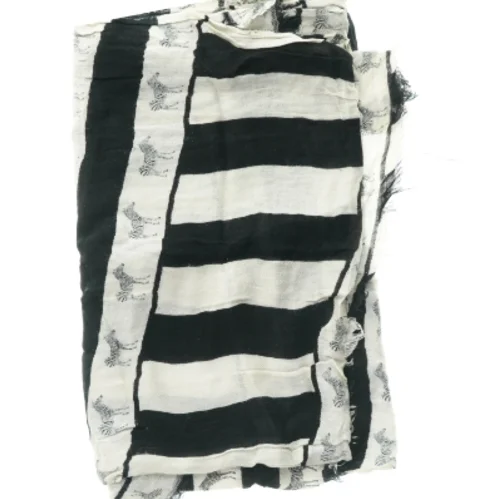 Sort-hvid bomuldssjal fra Zara med zebra mønster (str. 1 x 2 m)