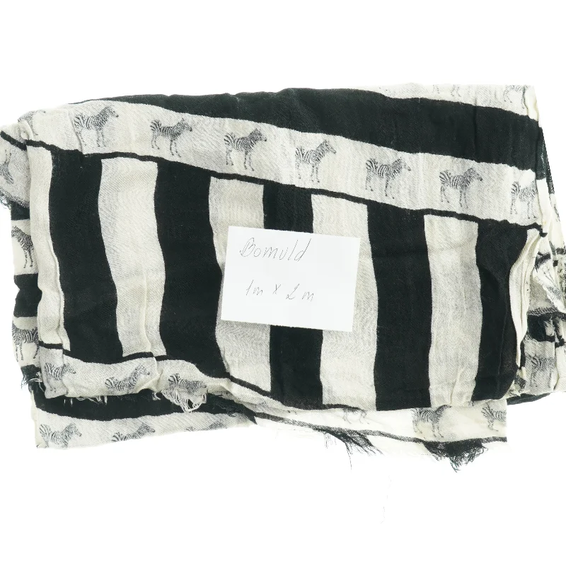 Sort-hvid bomuldssjal fra Zara med zebra mønster (str. 1 x 2 m)