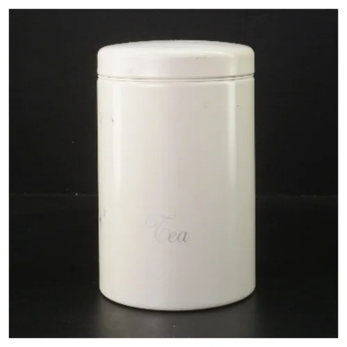 Hvid te dåse (str. Ø 10 cm højde 17,5 cm)