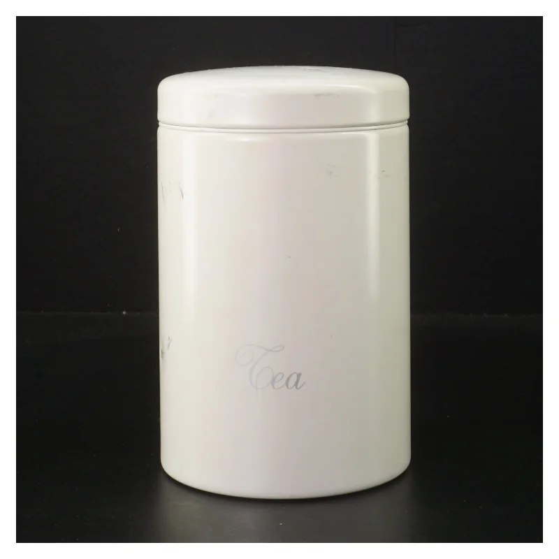 Hvid te dåse (str. Ø 10 cm højde 17,5 cm)