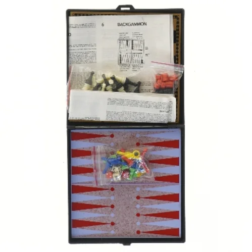 Rejsespil: Backgammon, Ludo, og Kinesisk skak (str. 15x15 cm)