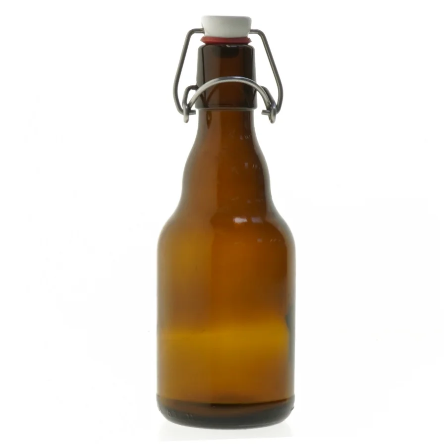 Genbrugsglasflaske med patentprop (str. 19 cm)