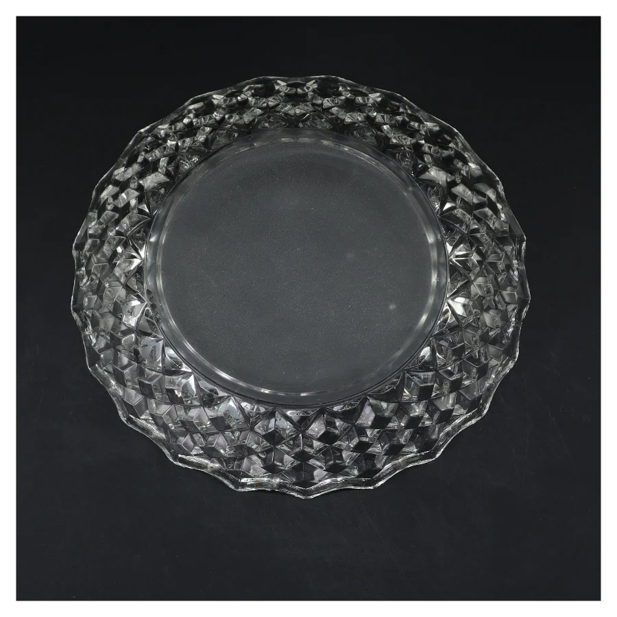Krystal skål med mønster (str. Ø 21 cm)