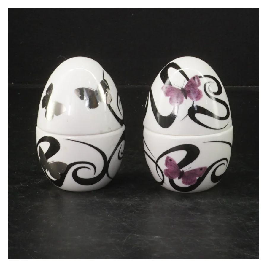 Dekorative porcelænsæg fra Summerbird (str. 9 cm)