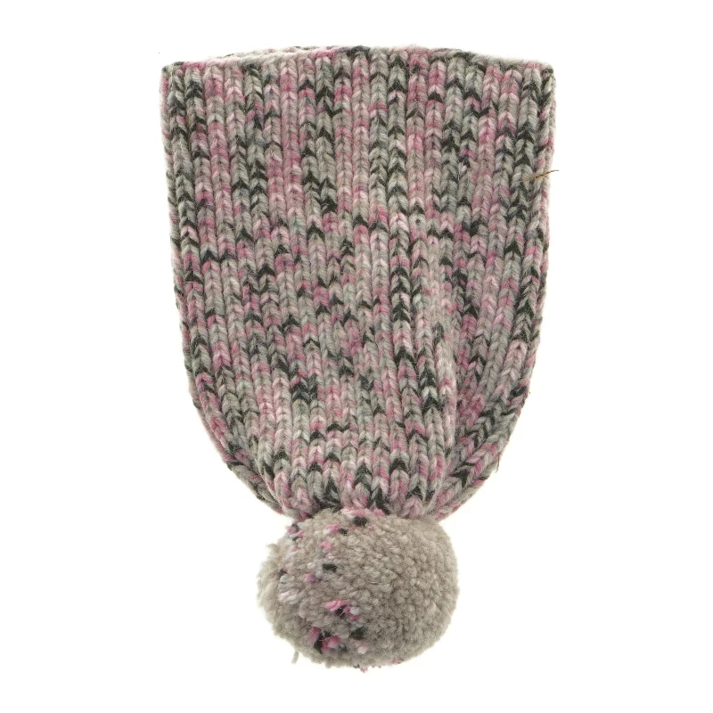 Strikket hue med pompon (str. 27 x 18 cm)