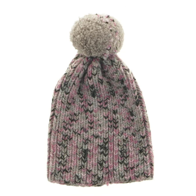 Strikket hue med pompon (str. 27 x 18 cm)