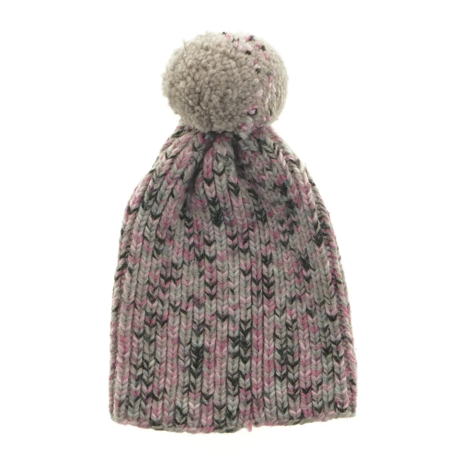 Strikket hue med pompon (str. 27 x 18 cm)