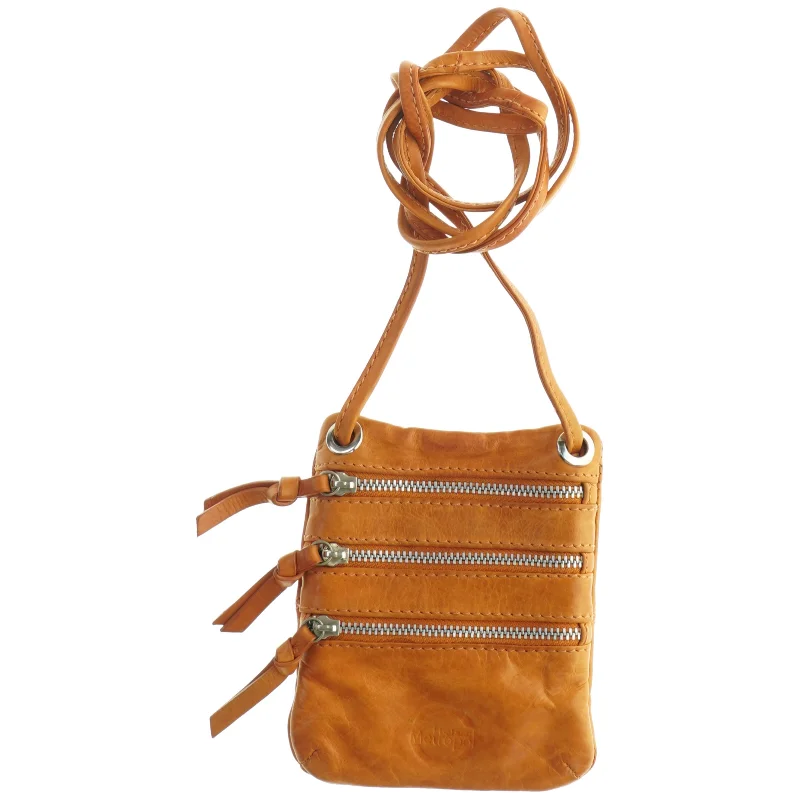 Læder crossover taske (str. 14 x 11 cm)