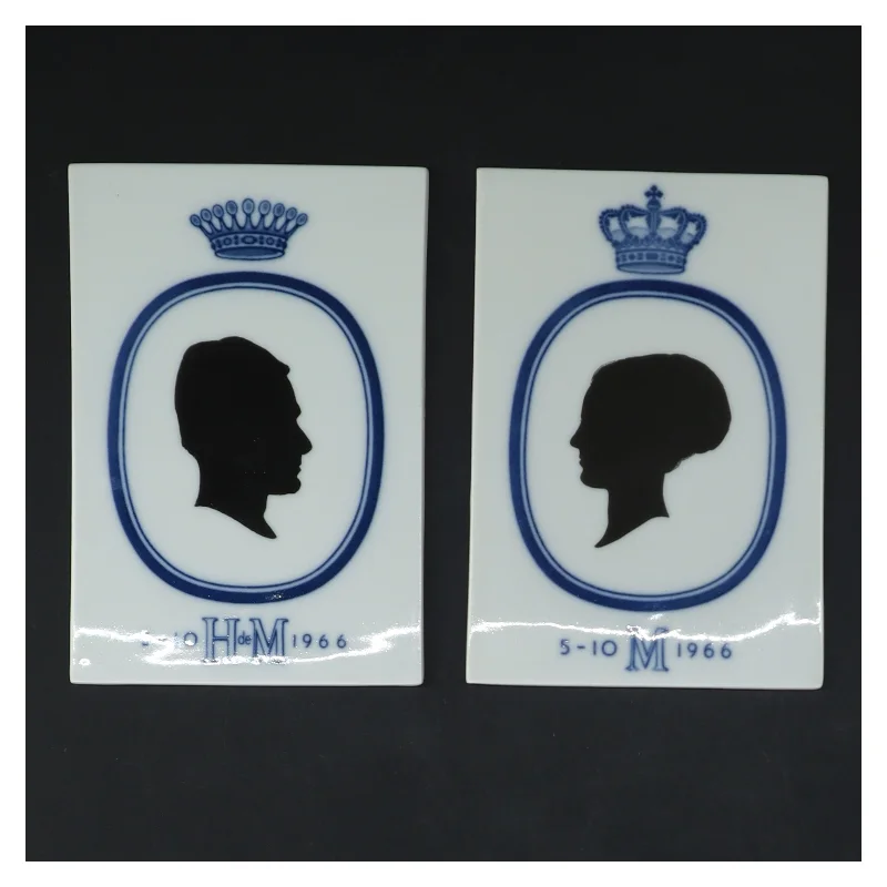  Dronning Margrethe og Prins Henrik platter fra Royal Copenhagen (str. 13x9 cm)
