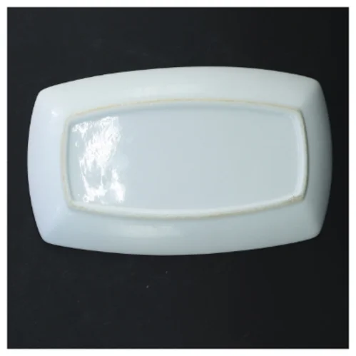 Blåt rektangulært porcelænsfad (str. 22,5x11 cm)