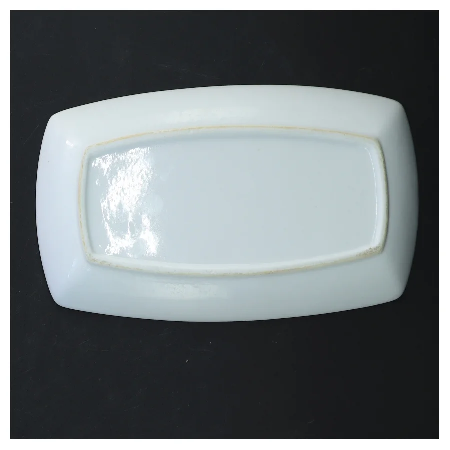 Blåt rektangulært porcelænsfad (str. 22,5x11 cm)