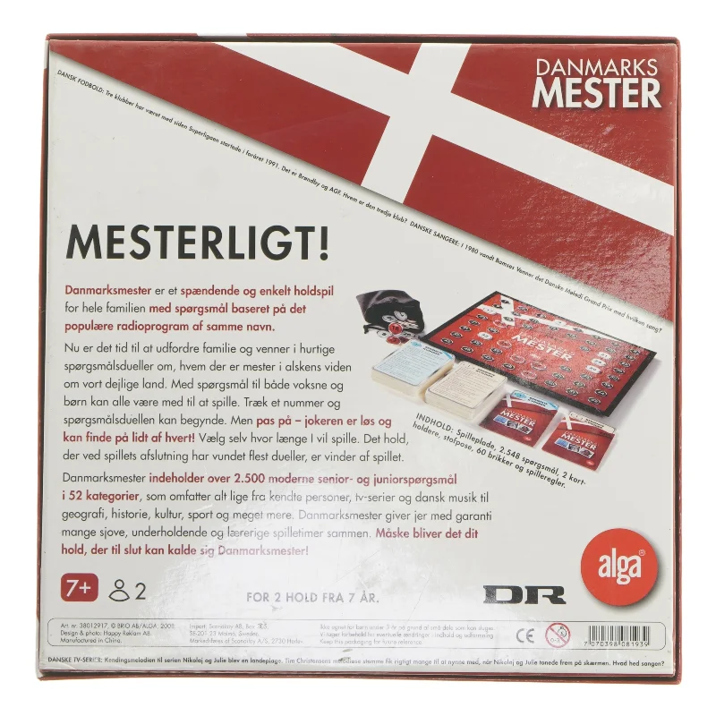 Danmarks Mester brætspil fra Alga (str. 27x27 cm)