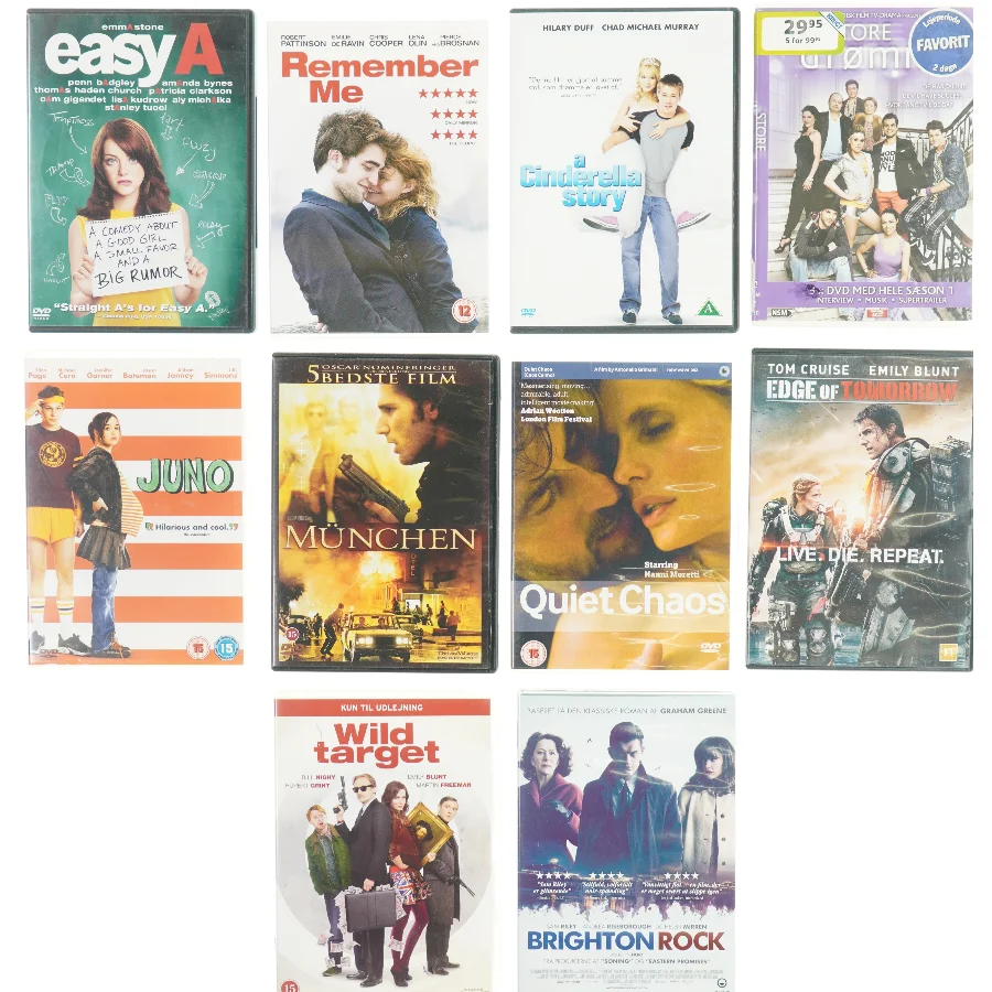Blandede film (10 stk) fra DVD