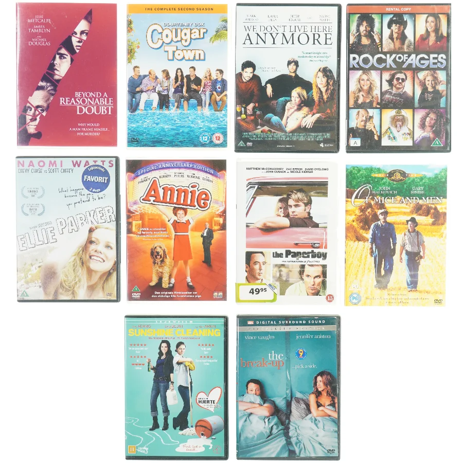 Blandede film (10 stk) fra DVD