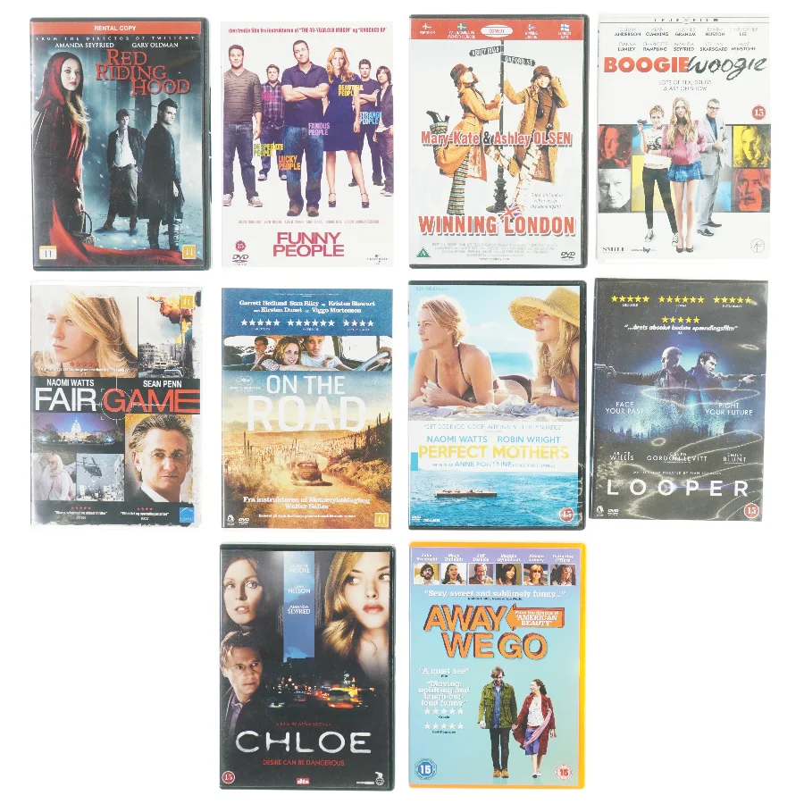 Blandede film (10 stk) fra DVD