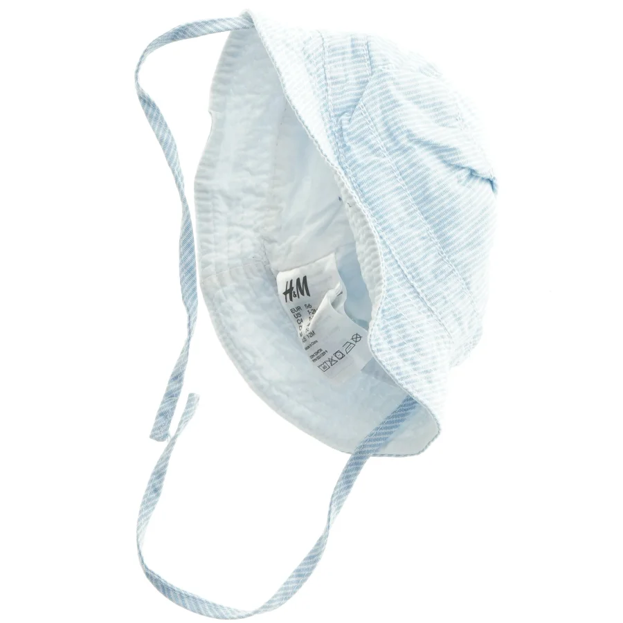 Blå og hvid stribet solhat til baby fra H&M (str. 56)