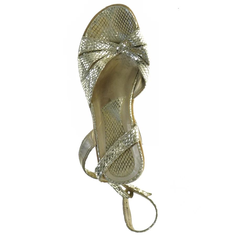 Guld sandaler med slangeskindslook (str. 37)