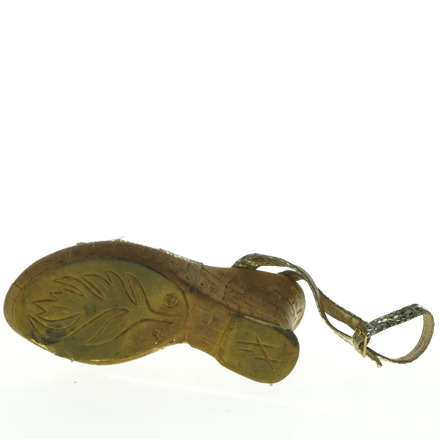 Guld sandaler med slangeskindslook (str. 37)