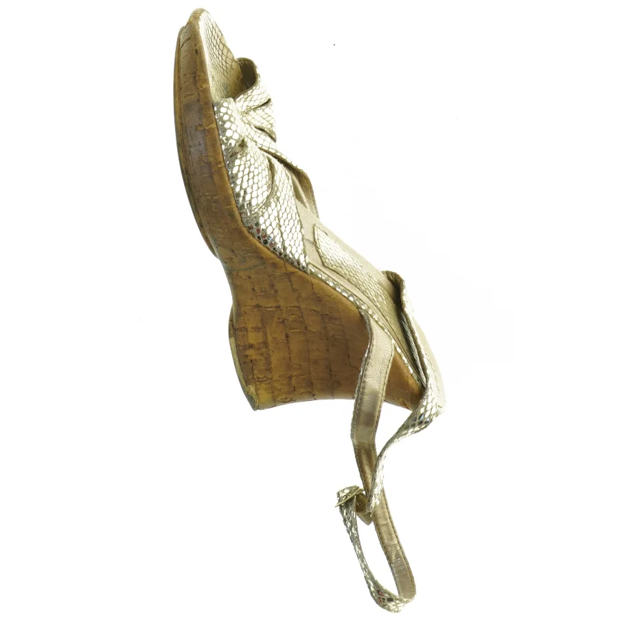Guld sandaler med slangeskindslook (str. 37)