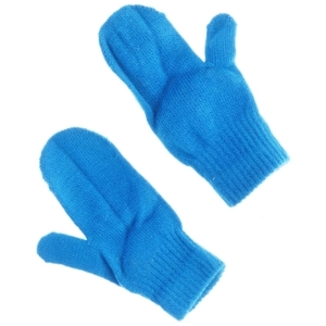 Strikkede blå vanter (str. 14 cm)