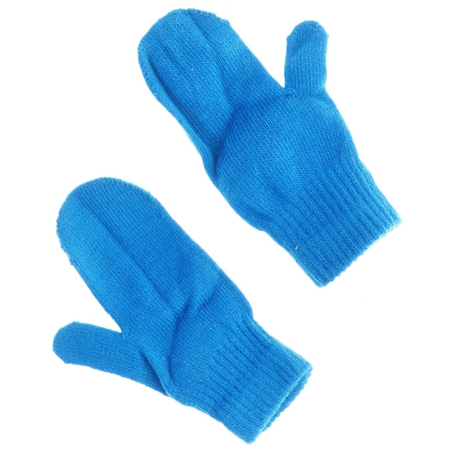 Strikkede blå vanter (str. 14 cm)