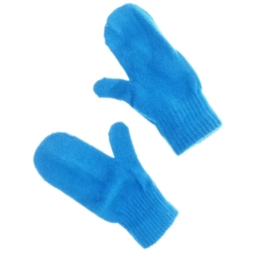 Strikkede blå vanter (str. 14 cm)