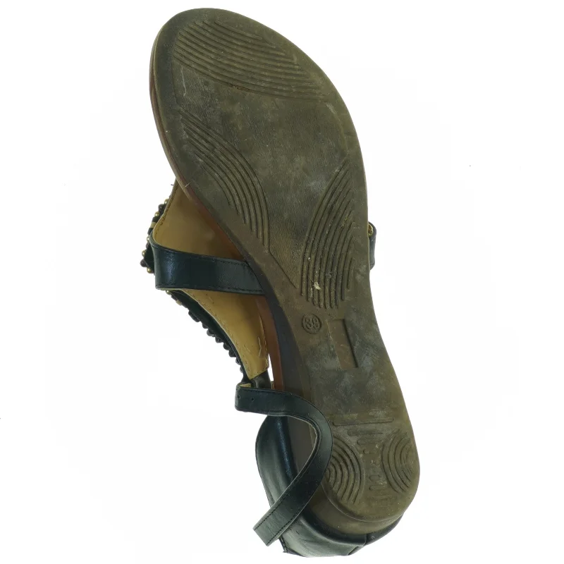 Sorte sandaler med perledetaljer (str. 39)