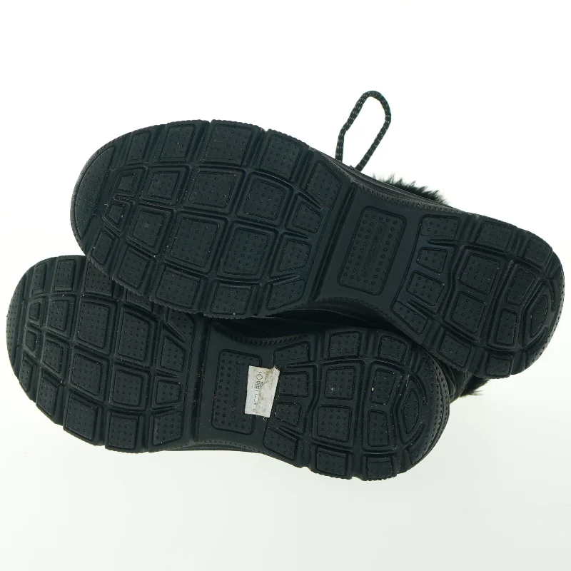 Sorte vinterstøvler med pelskant fra Skechers str. 38 