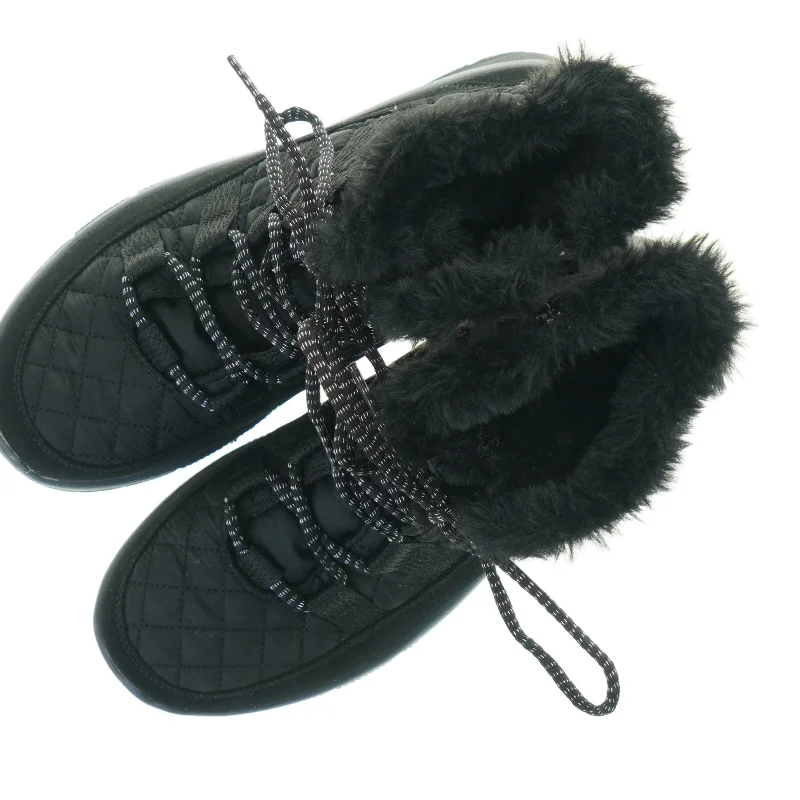 Sorte vinterstøvler med pelskant fra Skechers str. 38 