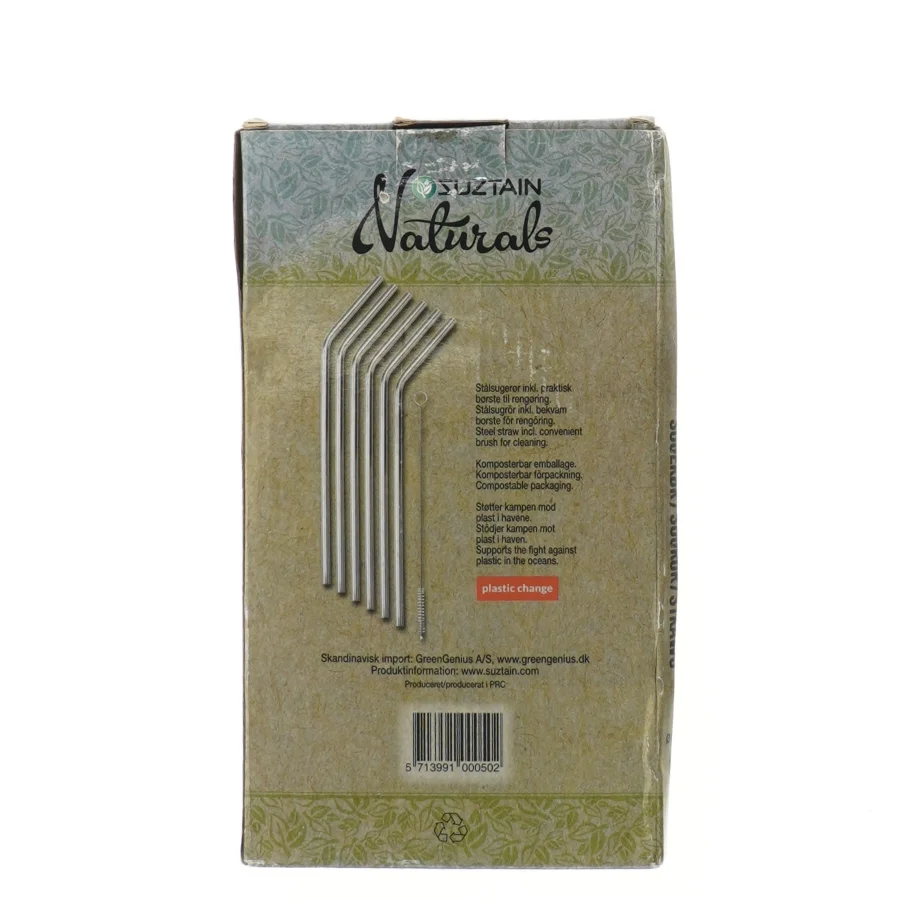 Sugerør af rustfrit stål 8 mm fra Zuztain (str. Ø 8 mm)