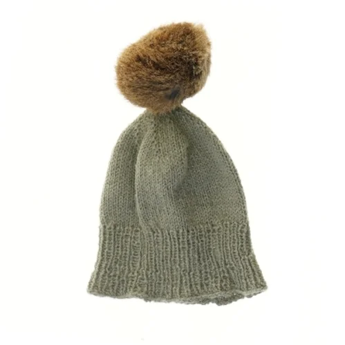 Børnehue i blød merino uld med kvast fra Nørgaard (str. 18x19 cm)