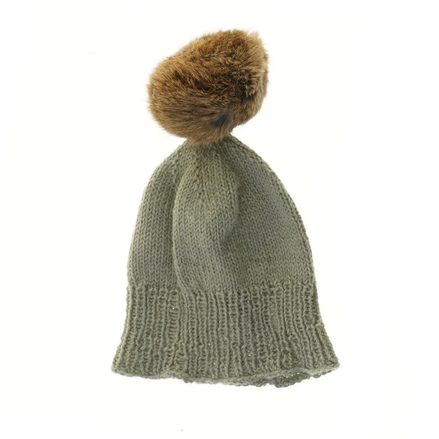 Børnehue i blød merino uld med kvast fra Nørgaard (str. 18x19 cm)