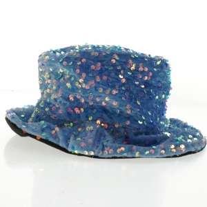 Blå hat med pailletter (str. Ø 20 cm)