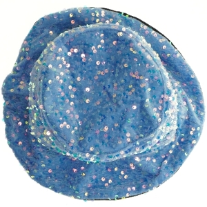 Blå hat med pailletter (str. Ø 20 cm)