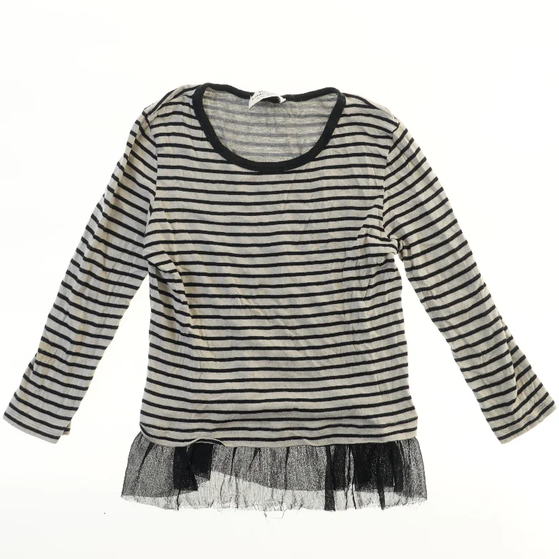 Mads Nørgaard langærmet stribet bluse med tyl (str. S)