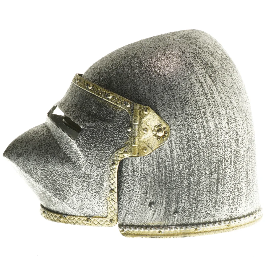 Gammel ridderhjelm i plast (str. 25,5 cm)
