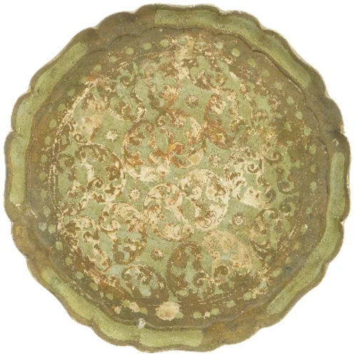 Retro dekorativ træbakke (str. Ø 35 cm)