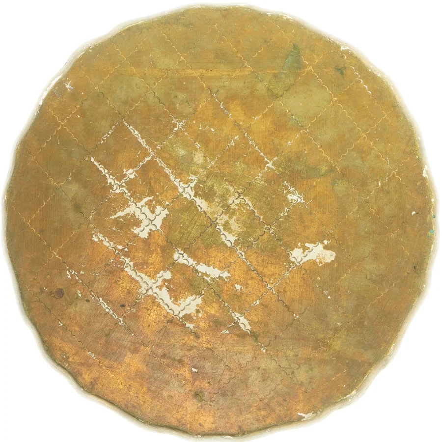 Retro dekorativ træbakke (str. Ø 35 cm)