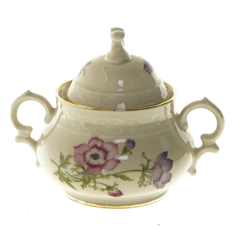 Porcelæn sukkerskål med låg (str. 13 cm)
