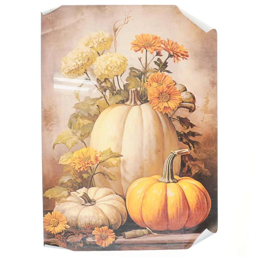 Efterårsdekoration med græskar (str. 2 stk 50x70 cm)