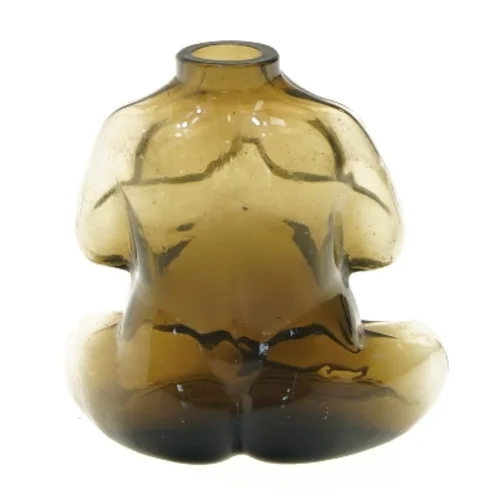Glasfigur vase fra MoMa formet som siddende figur (str. 12,5x12 cm)